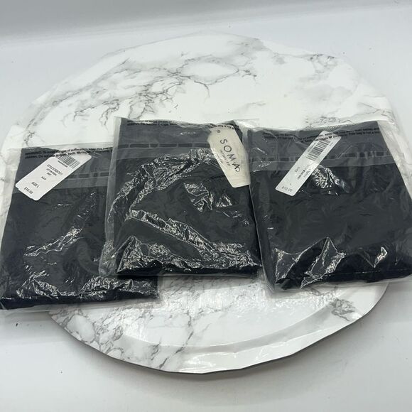 SOMA INTIMATES Cotton Modal Lace Trim Black Briefs Lot of 3-L NEW! - Picture 2 of 4